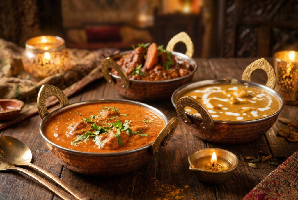 Signature Indian dishes arranged for sharing